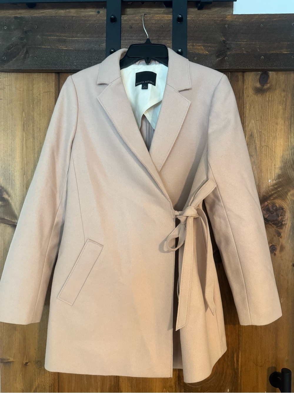 Banana Republic Blush Pink Belted Wool-Blend Blazer - Picture 2 of 3